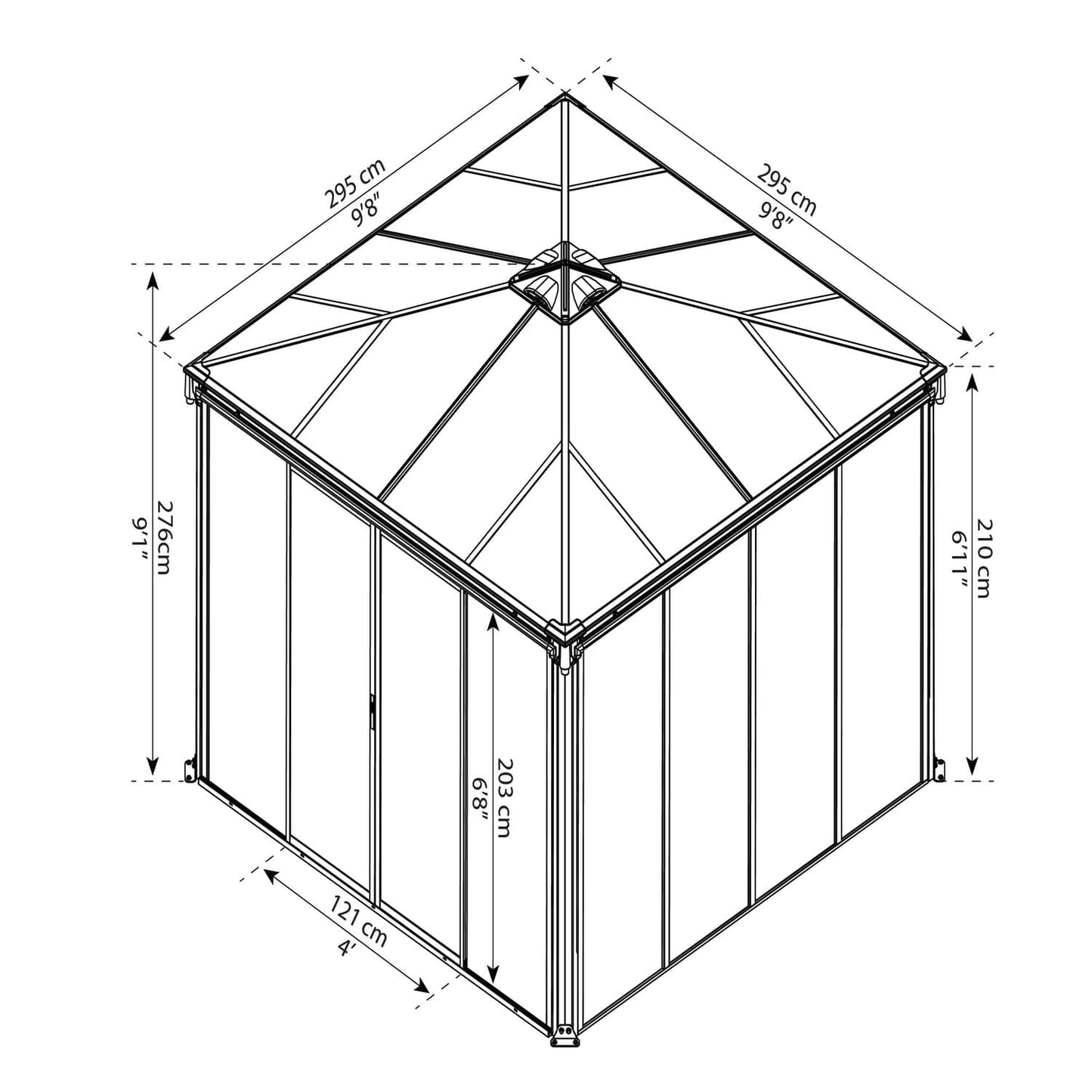 Palram - Canopia Gazebos Palram - Canopia | Ledro 10x10 ft Enclosed Gazeto w/screen doors - Gray/Bronze HG9191
