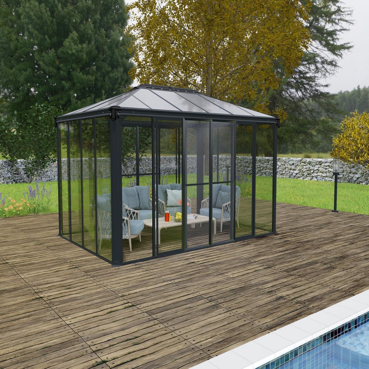 Palram - Canopia Gazebos Palram - Canopia | Ledro 10x14 ft Enclosed Gazebo - Gray/Bronze HG9189