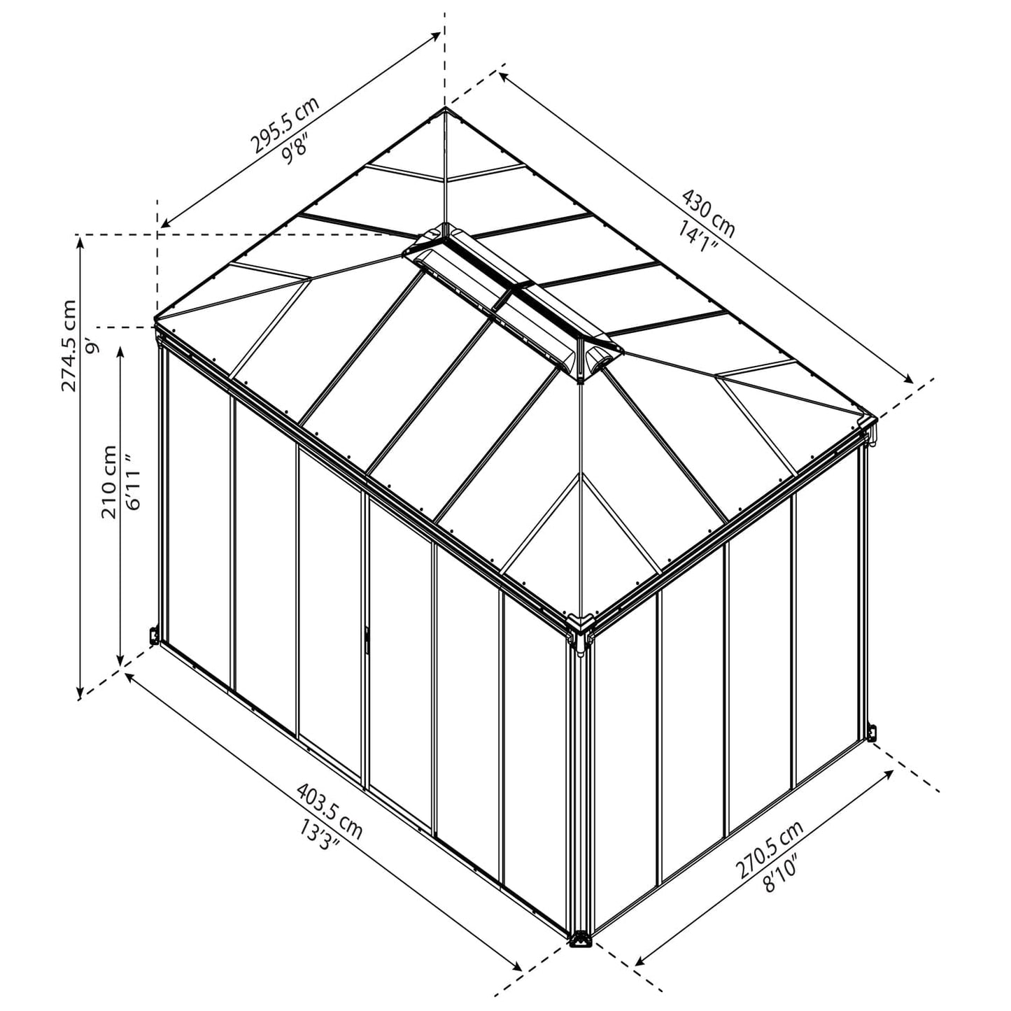 Palram - Canopia Gazebos Palram - Canopia | Ledro 10x14 ft Enclosed Gazebo - Gray/Bronze HG9189