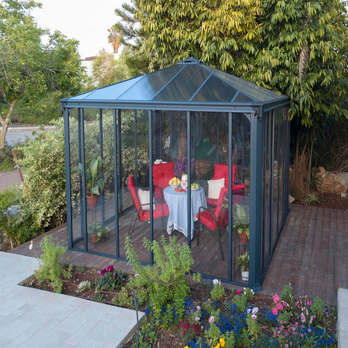 Palram - Canopia Gazebos Palram - Canopia | Ledro 12x12 ft Enclosed Gazebo w/screen doors - Gray/Bronze HG9193
