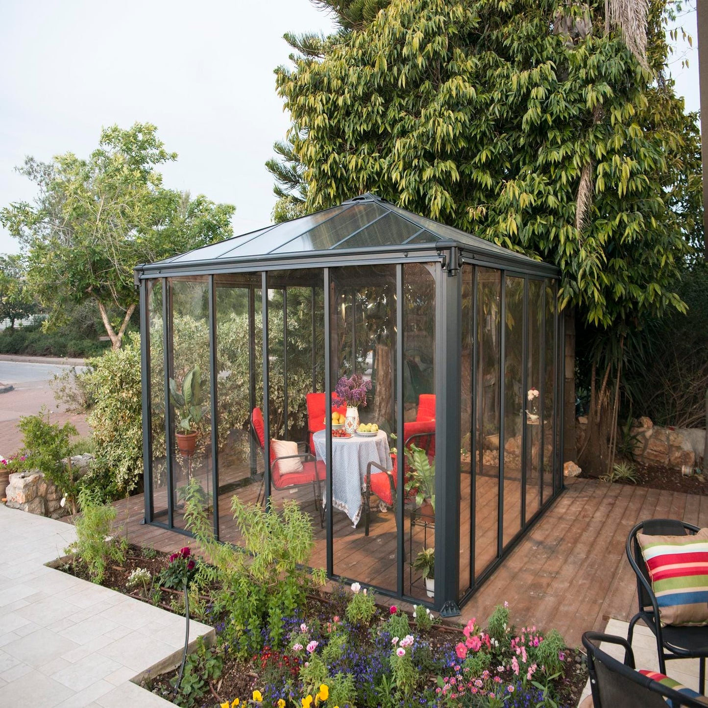 Palram - Canopia Gazebos Palram - Canopia | Ledro 12x12 ft Enclosed Gazebo w/screen doors - Gray/Bronze HG9193