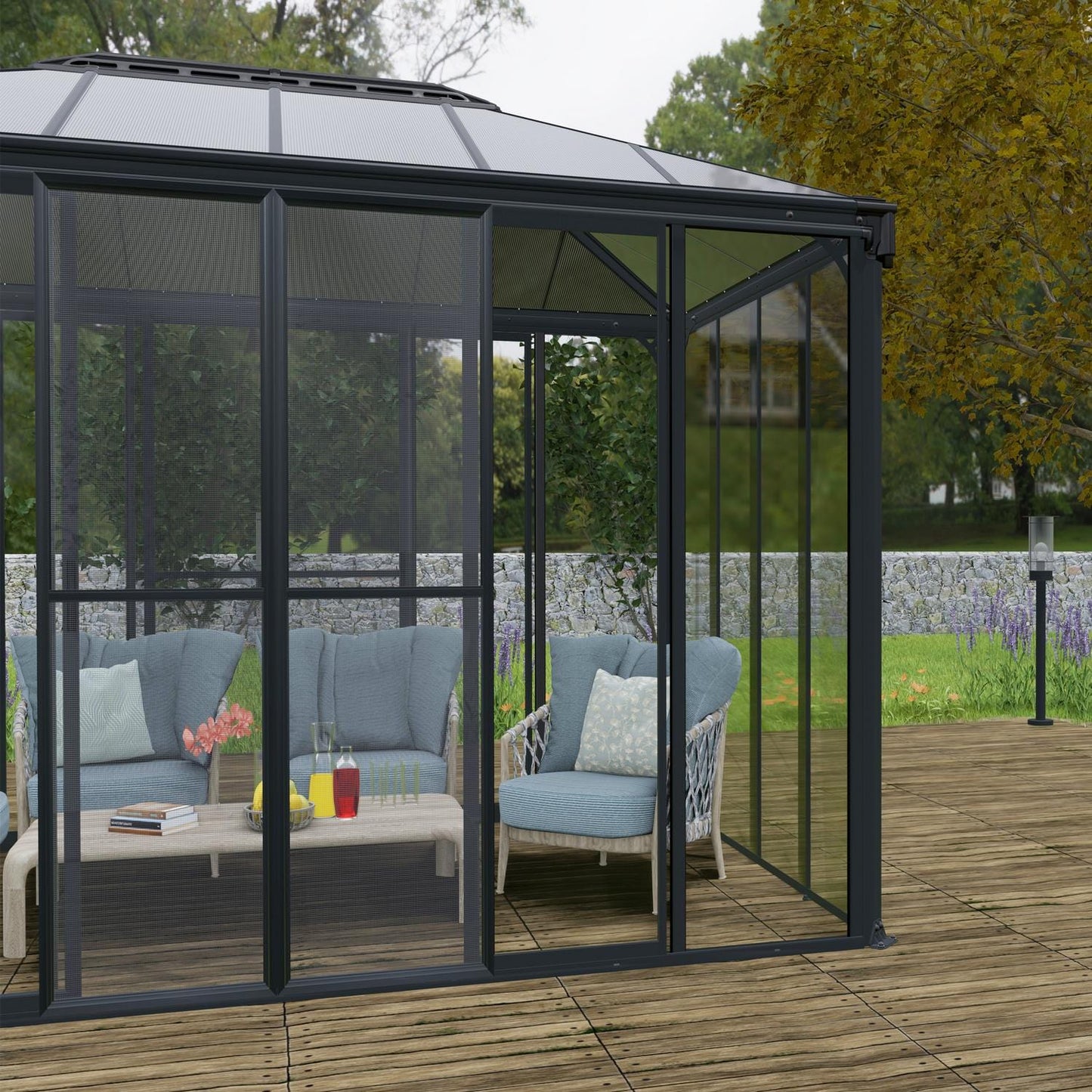 Palram - Canopia Gazebos Palram - Canopia | Ledro 12x12 ft Enclosed Gazebo w/screen doors - Gray/Bronze HG9193