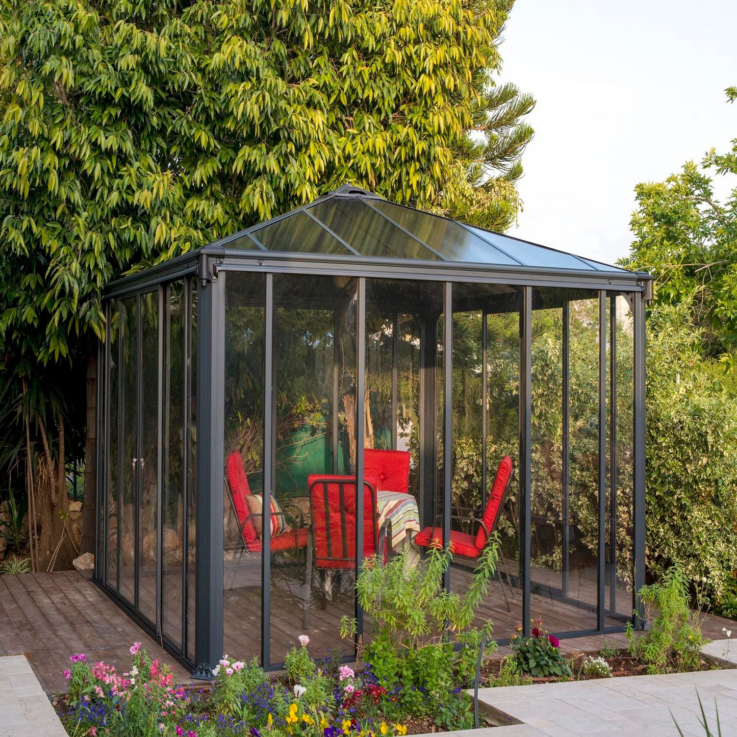 Palram - Canopia Gazebos Palram - Canopia | Ledro 12x12 ft Enclosed Gazebo w/screen doors - Gray/Bronze HG9193