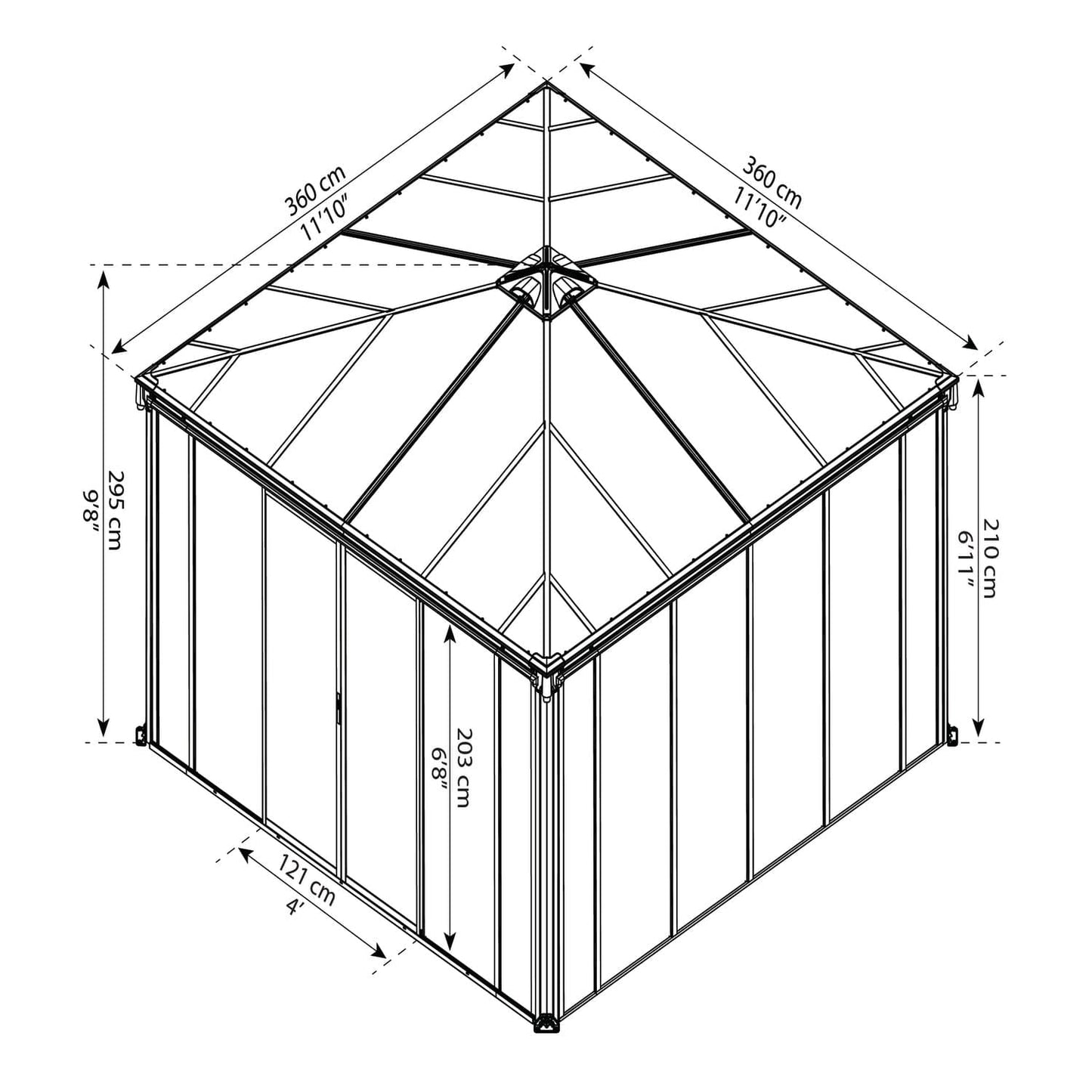 Palram - Canopia Gazebos Palram - Canopia | Ledro 12x12 ft Enclosed Gazebo w/screen doors - Gray/Bronze HG9193