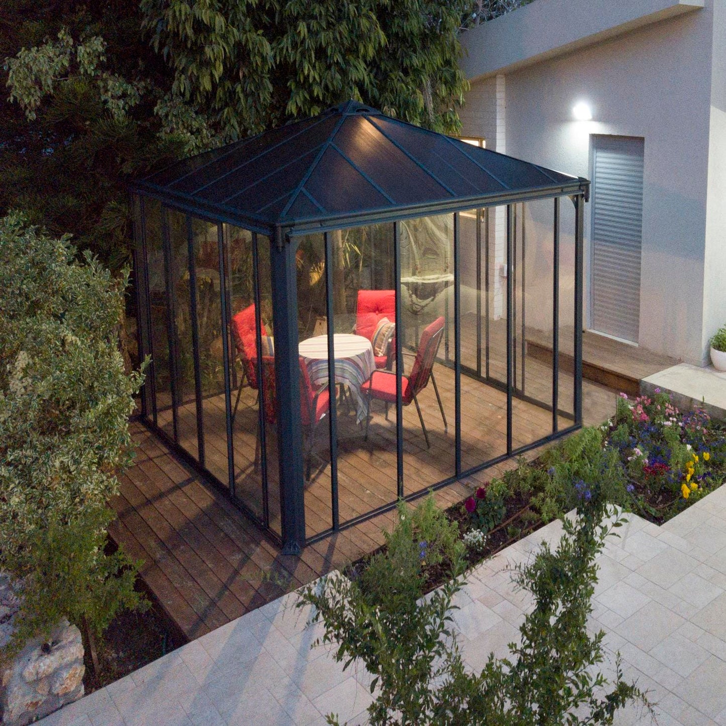 Palram - Canopia Gazebos Palram - Canopia | Ledro 12x12 ft Enclosed Gazebo w/screen doors - Gray/Bronze HG9193