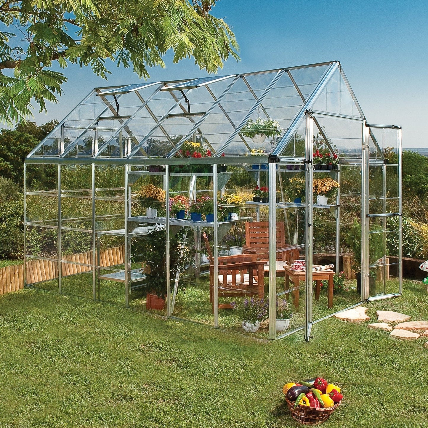 Palram - Canopia Snap & Grow Greenhouse - 8' Wide - Silver - mygreenhousestore.com