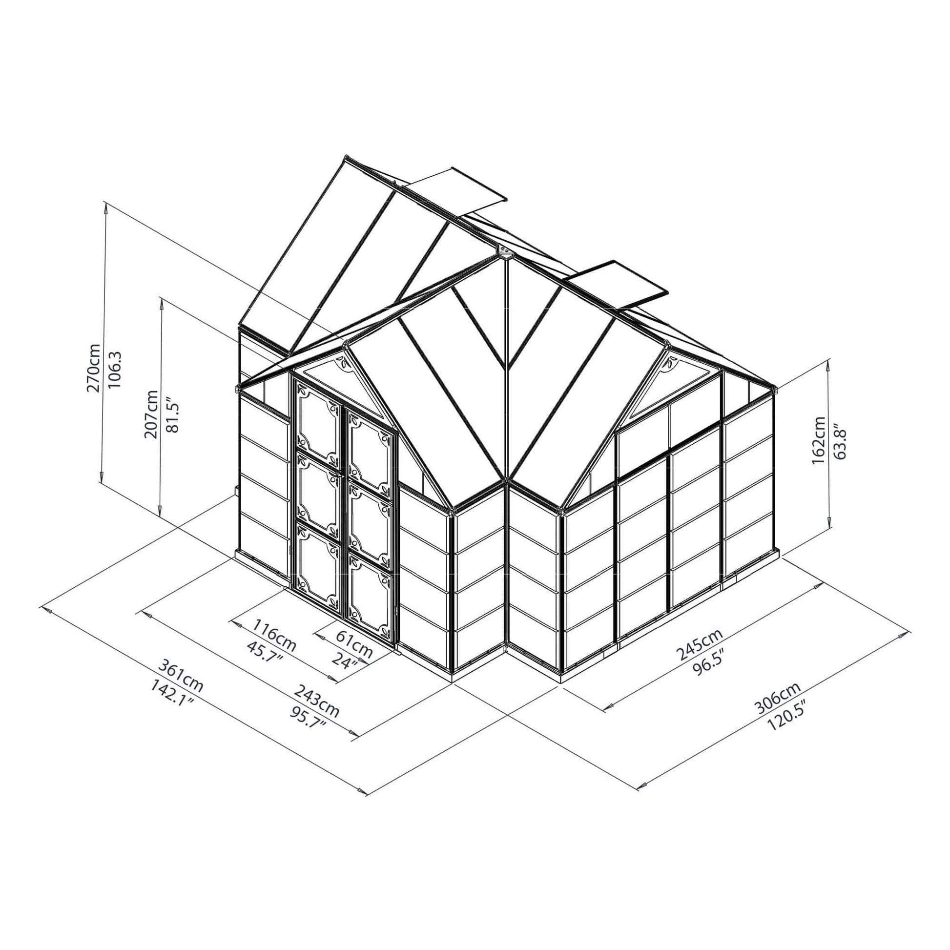 Palram - Canopia Chalet 12' x 10' Greenhouse - mygreenhousestore.com
