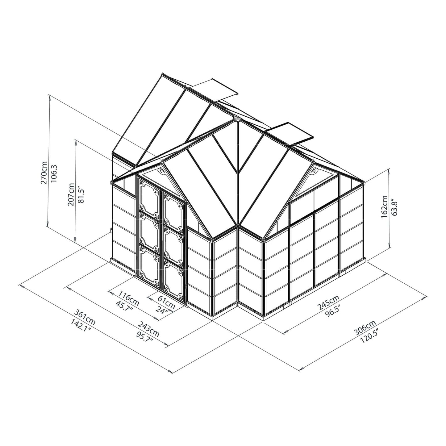 Palram - Canopia Chalet 12' x 10' Greenhouse - mygreenhousestore.com