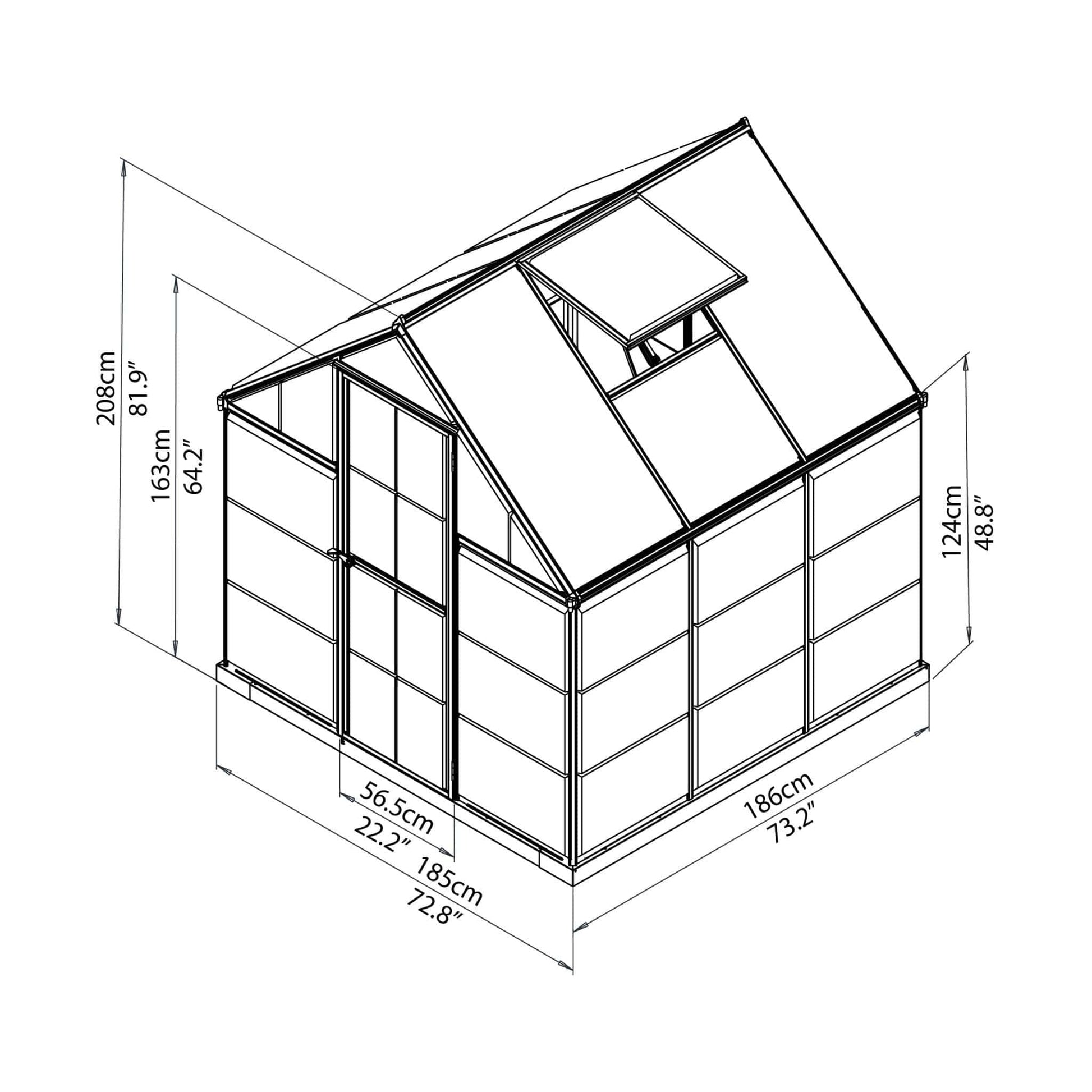 Palram - Canopia Greenhouse Kit Palram - Canopia | Hybrid Greenhouse 6x6 ft Green HG5506G-1B