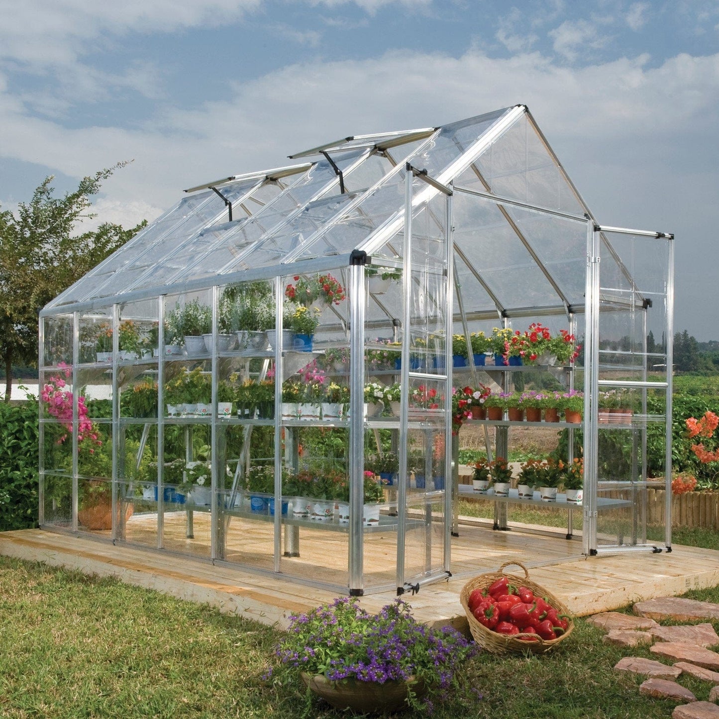 Palram - Canopia Snap & Grow Greenhouse - 8' Wide - Silver - mygreenhousestore.com