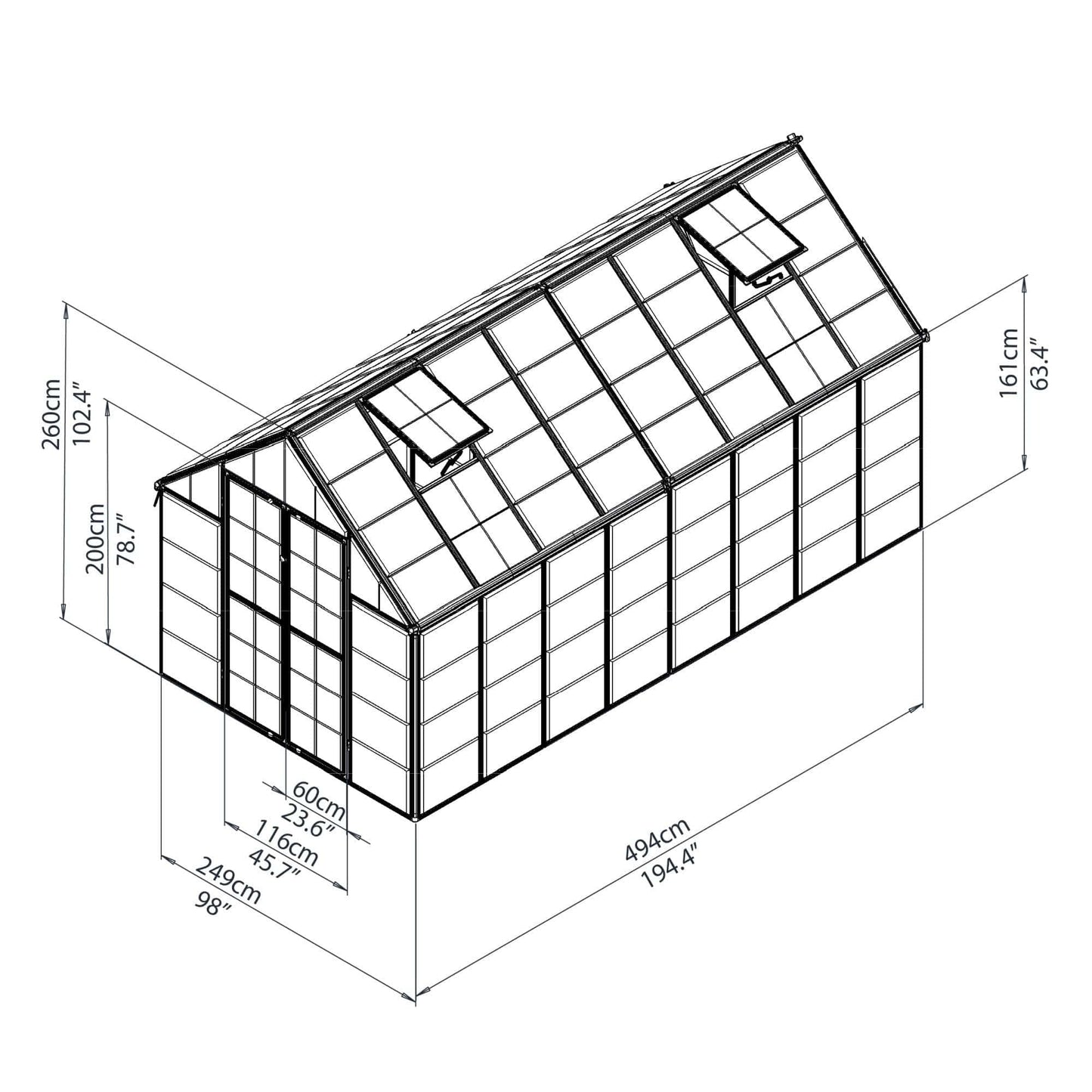 Palram - Canopia Snap & Grow Greenhouse - 8' Wide - Silver - mygreenhousestore.com