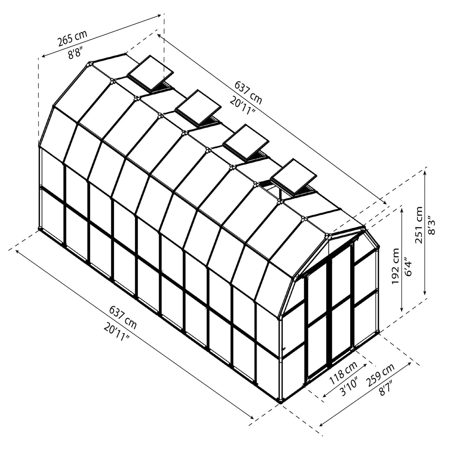 Palram - Canopia Greenhouses Palram - Canopia | Prestige 8x20 ft Twin Wall Greenhouse Package HG7320
