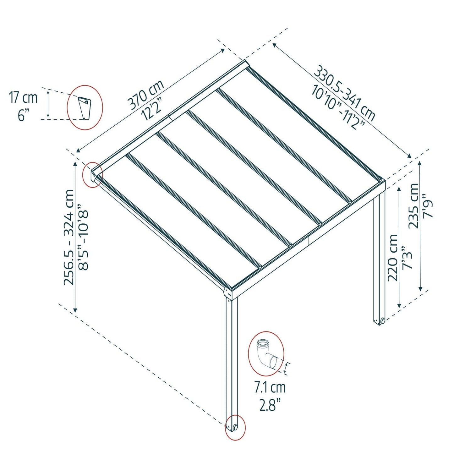 Palram - Canopia Patio Cover Palram - Canopia | Stockholm 11x12 ft Patio Cover - Gray/Clear HG9451