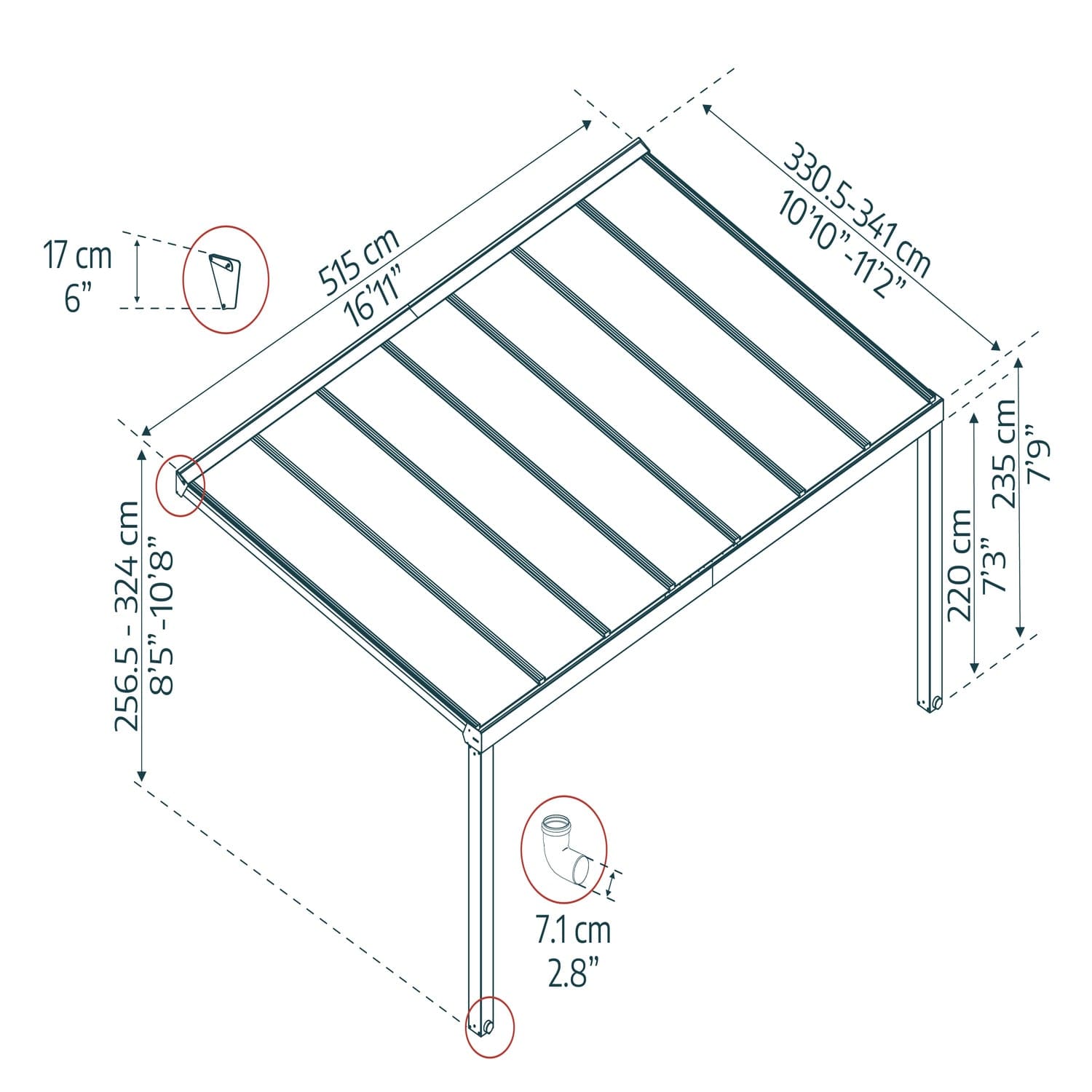 Palram - Canopia Patio Cover Palram - Canopia | Stockholm 11x17 ft Patio Cover - Gray/Clear HG9455