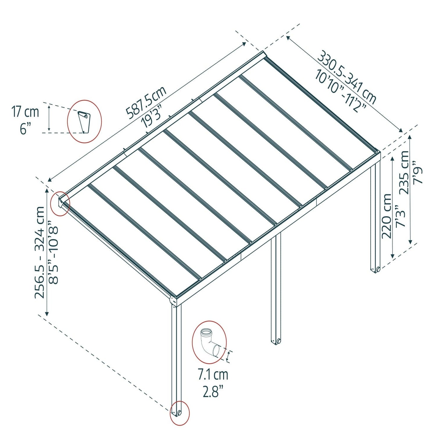 Palram - Canopia Patio Cover Palram - Canopia | Stockholm 11x19 ft Patio Cover - Gray/Clear HG9459