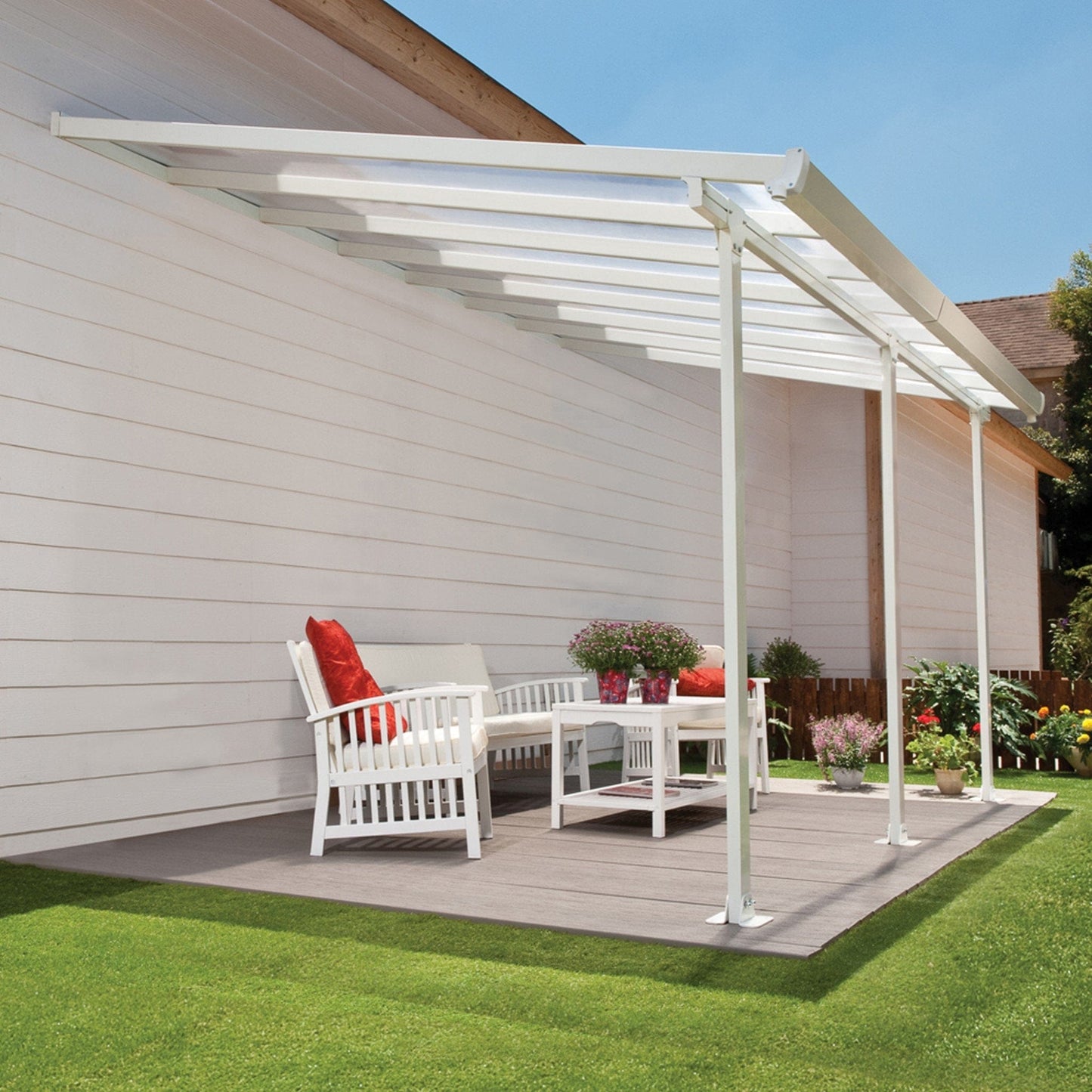 Palram - Canopia Feria Patio Cover - White Clear - mygreenhousestore.com