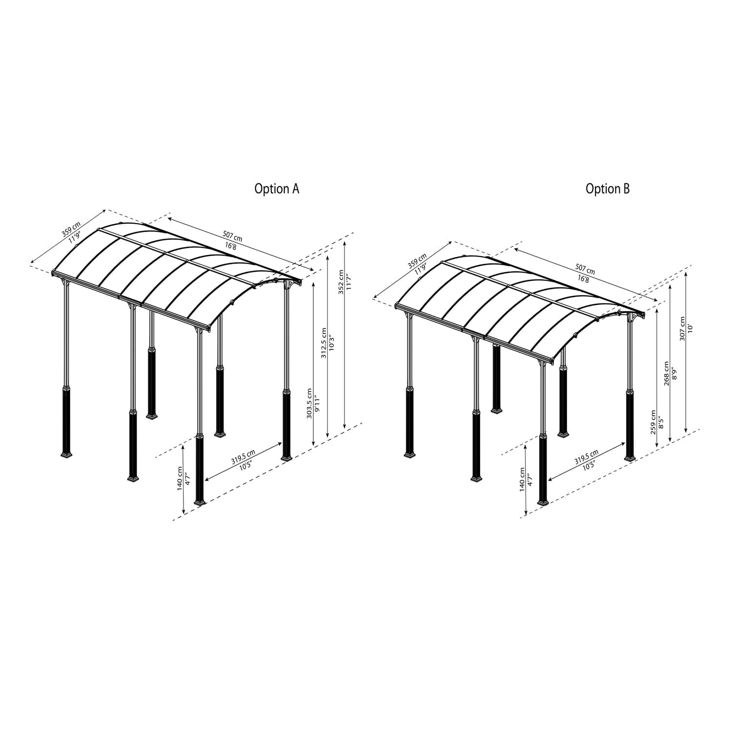 Palram - Canopia Sheds, Garages & Carports Palram - Canopia | Arcadia Alpine 12x16x11.5 Ft RV Carport HG9125