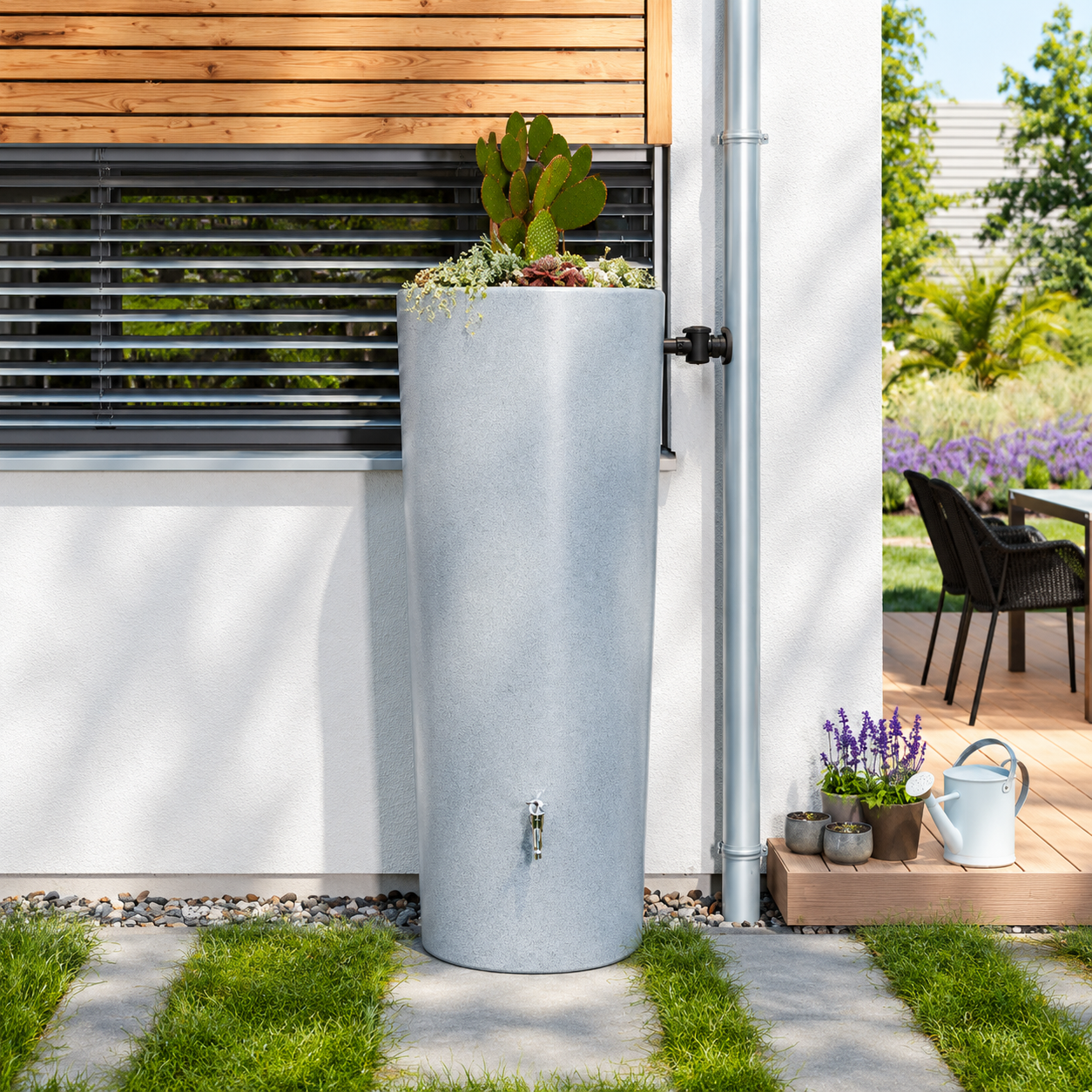 Graf | Stone Rain Barrel with Planter