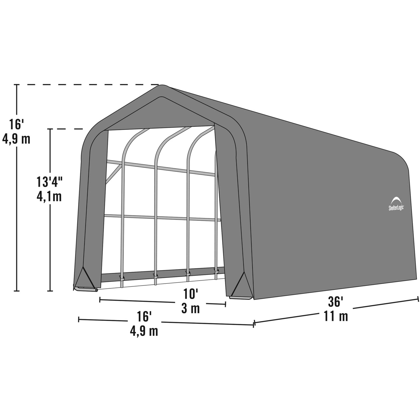 ShelterLogic | ShelterCoat 16 x 36 ft. Garage Peak Gray STD