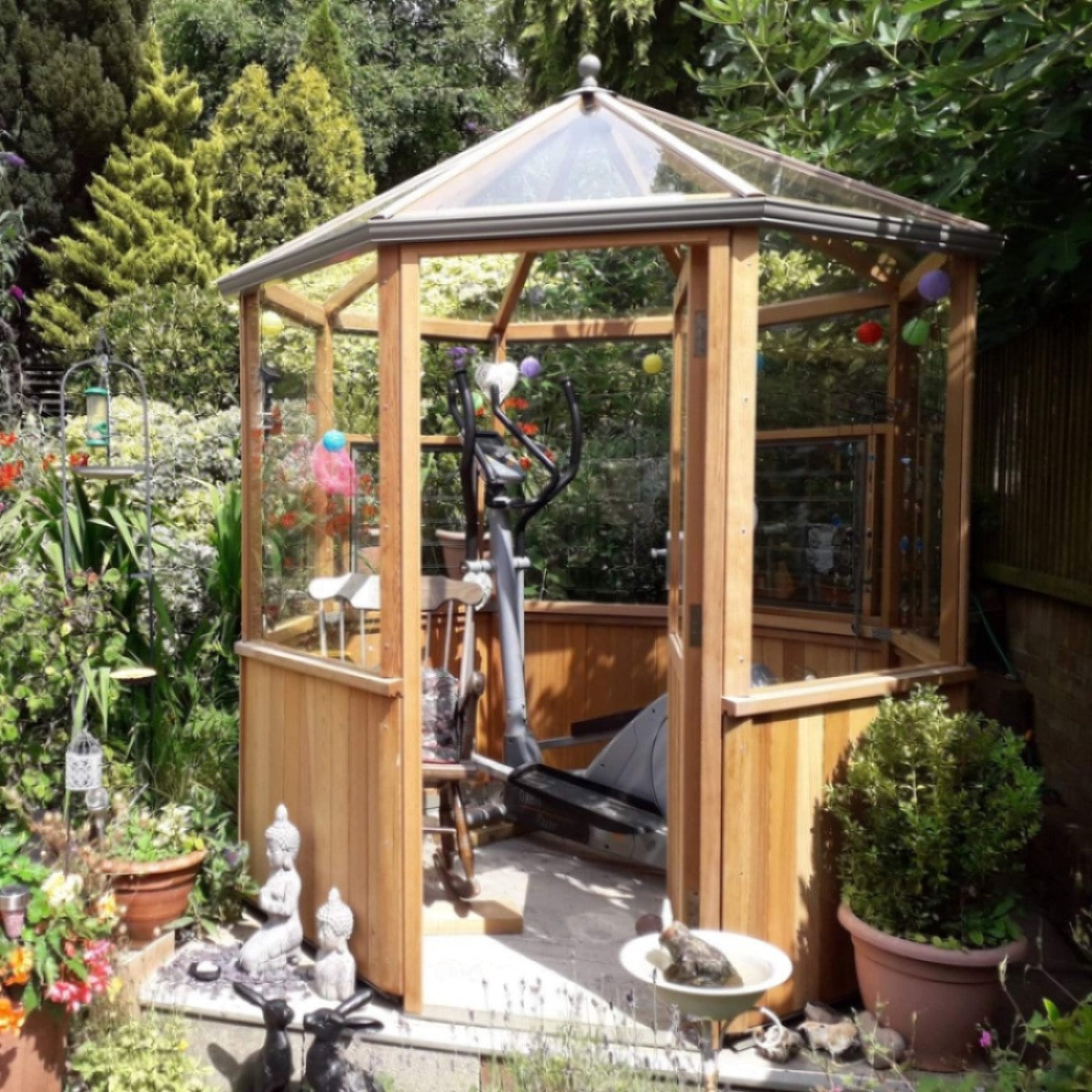 Alton | Octagonal Half Board Cedar Greenhouse With 3mm Tempered Glass Glazing