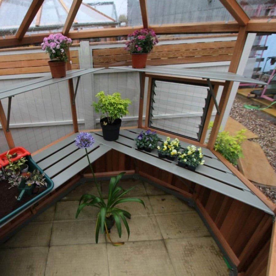 Alton | Octagonal Half Board Cedar Greenhouse With 3mm Tempered Glass Glazing