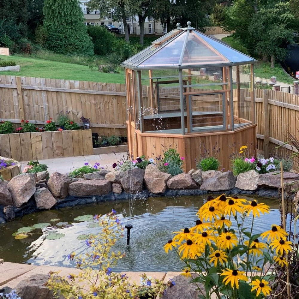 Alton | Octagonal Half Board Cedar Greenhouse With 3mm Tempered Glass Glazing