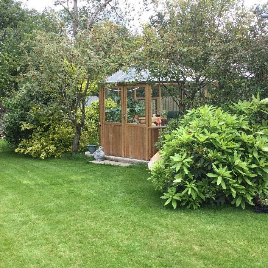 Alton | Octagonal Half Board Cedar Greenhouse With 3mm Tempered Glass Glazing