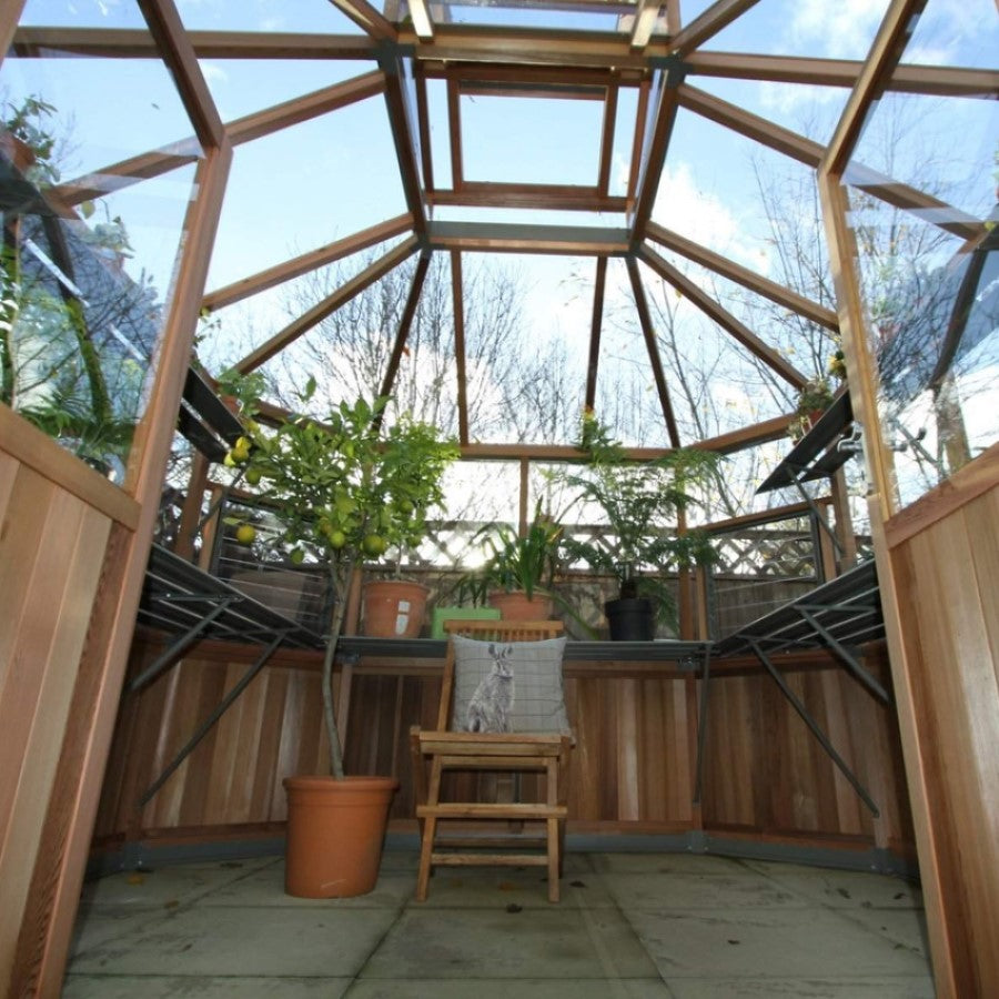 Alton | Octagonal Half Board Cedar Greenhouse With 3mm Tempered Glass Glazing