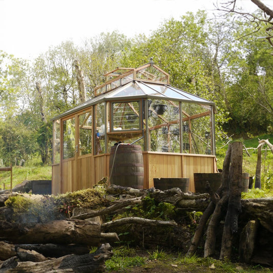 Alton | Octagonal Half Board Cedar Greenhouse With 3mm Tempered Glass Glazing