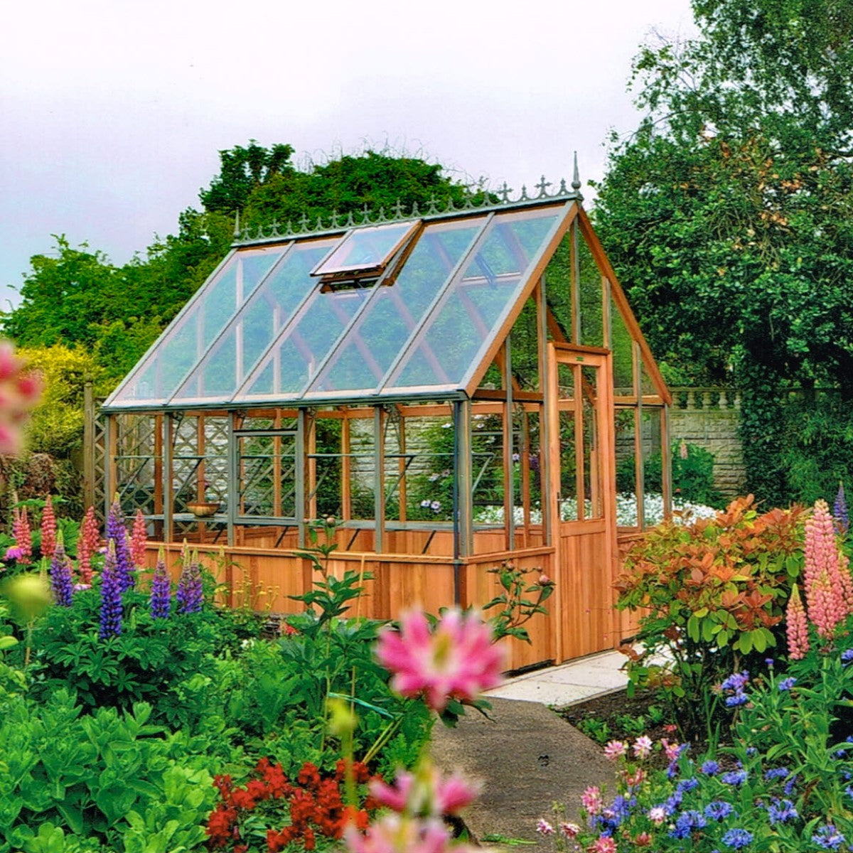 Alton | Cheltenham Victorian Half Board Cedar Greenhouse With 3mm Tempered Glass Glazing - 8 ft. 8 in. Wide