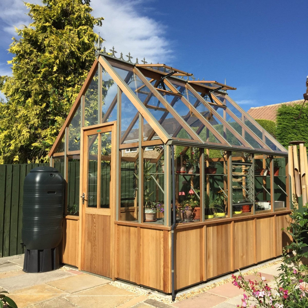 Alton | Cheltenham Victorian Half Board Cedar Greenhouse With 3mm Tempered Glass Glazing - 8 ft. 8 in. Wide