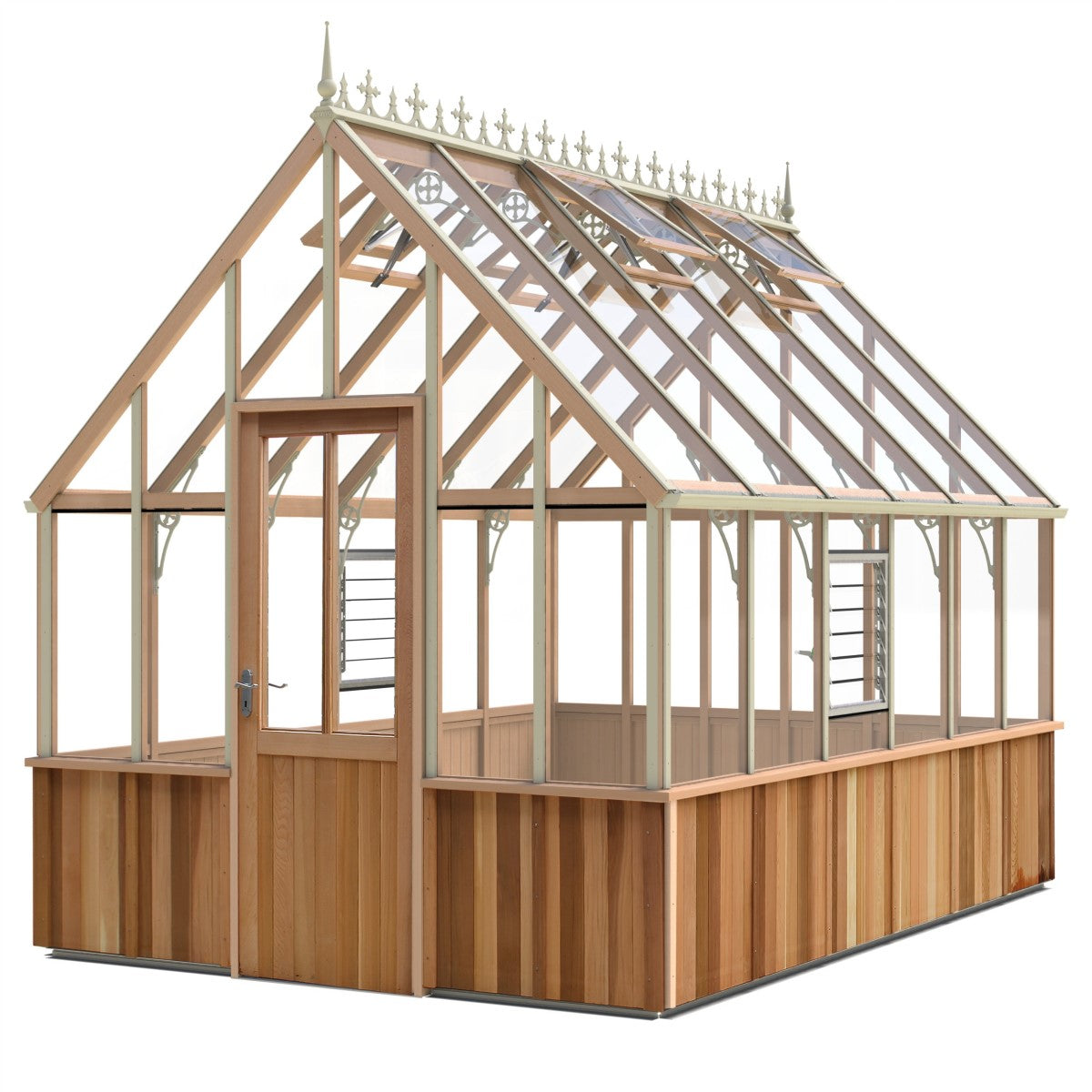 Alton | Cheltenham Victorian Half Board Cedar Greenhouse With 3mm Tempered Glass Glazing - 8 ft. 8 in. Wide