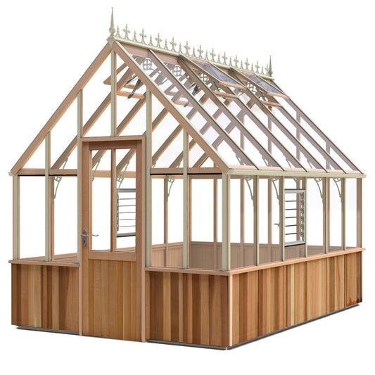 Alton | Cheltenham Victorian Half Board Cedar Greenhouse With 3mm Tempered Glass Glazing - 8 ft. 8 in. Wide