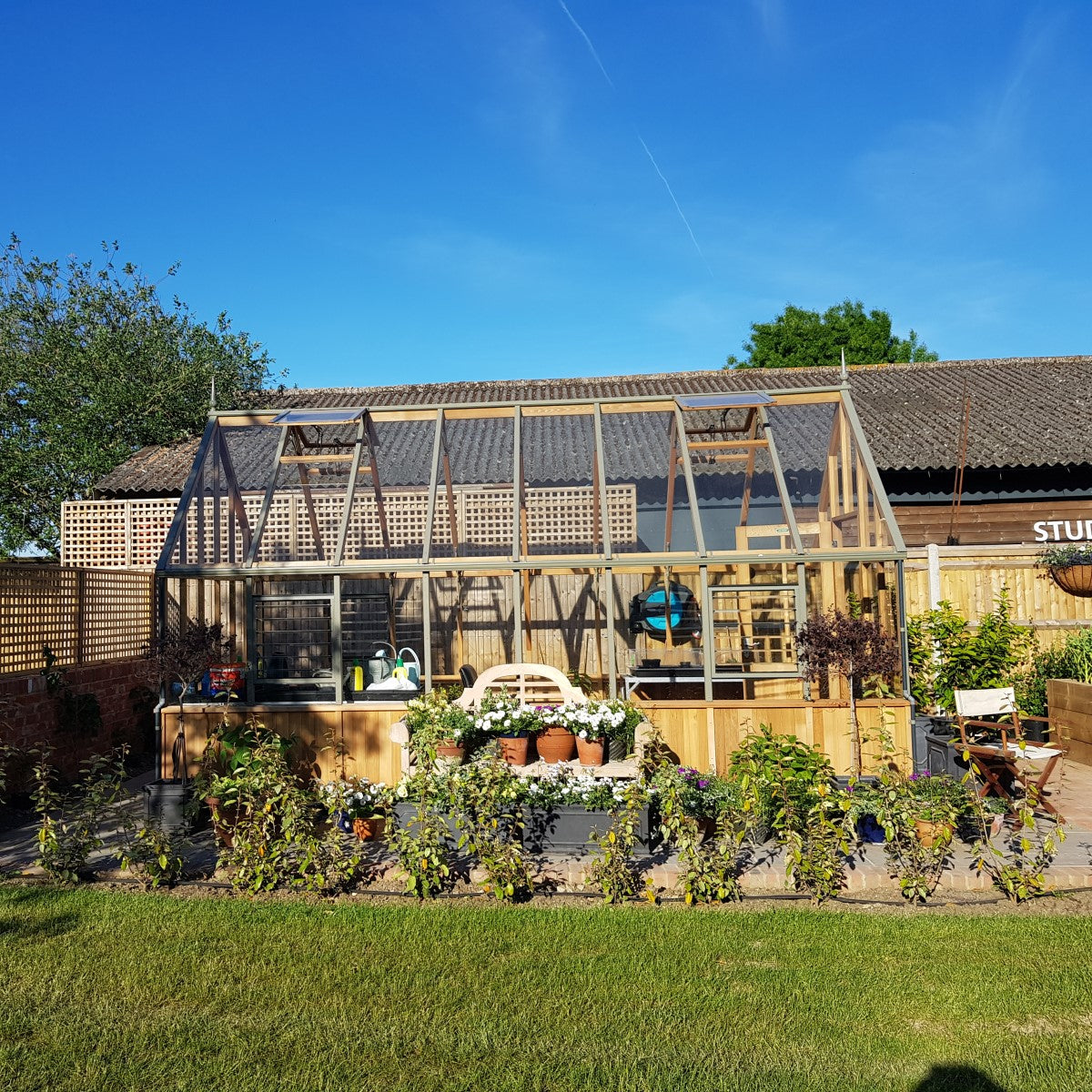 Alton | Cheltenham Victorian Half Board Cedar Greenhouse With 3mm Tempered Glass Glazing - 8 ft. 8 in. Wide