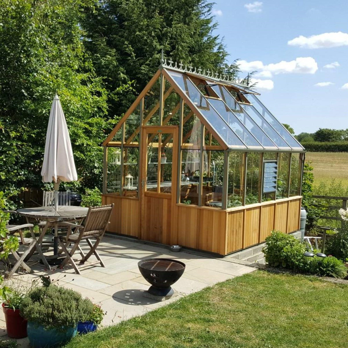 Alton | Cheltenham Victorian Half Board Cedar Greenhouse With 3mm Tempered Glass Glazing - 8 ft. 8 in. Wide