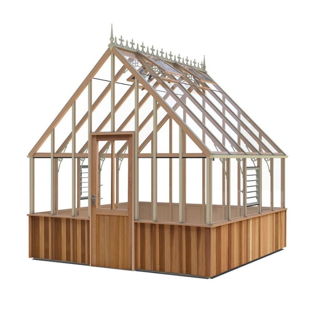 Alton | Westminster Victorian Half Board Cedar Glass Greenhouse With 3mm Tempered Glass Glazing - 10ft 9in Wide