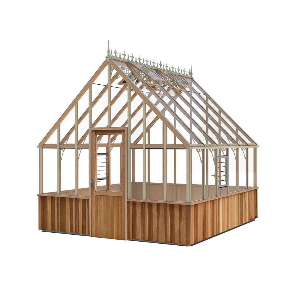 Alton | Westminster Victorian Half Board Cedar Glass Greenhouse With 3mm Tempered Glass Glazing - 10ft 9in Wide