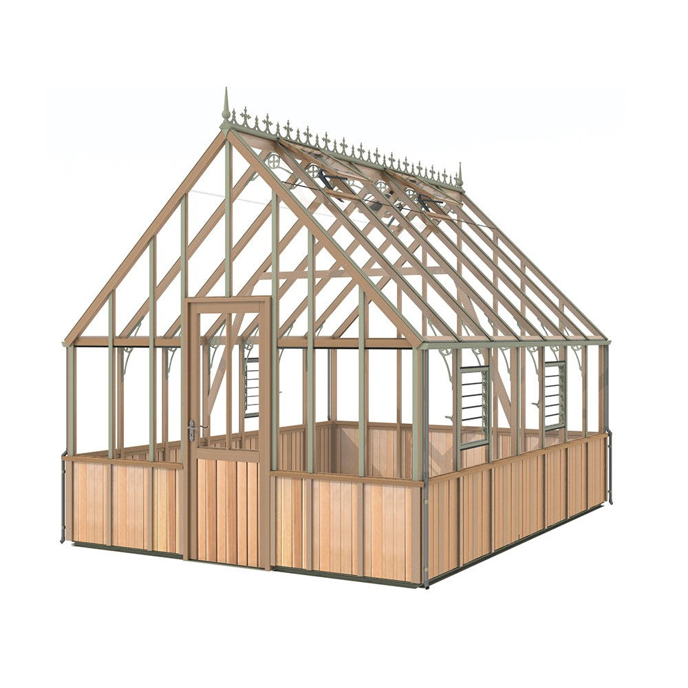 Alton | Westminster Victorian Half Board Cedar Glass Greenhouse With 3mm Tempered Glass Glazing - 10ft 9in Wide