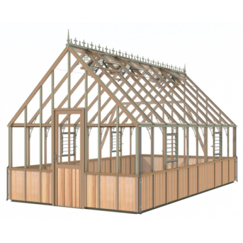 Alton | Westminster Victorian Half Board Cedar Glass Greenhouse With 3mm Tempered Glass Glazing - 10ft 9in Wide