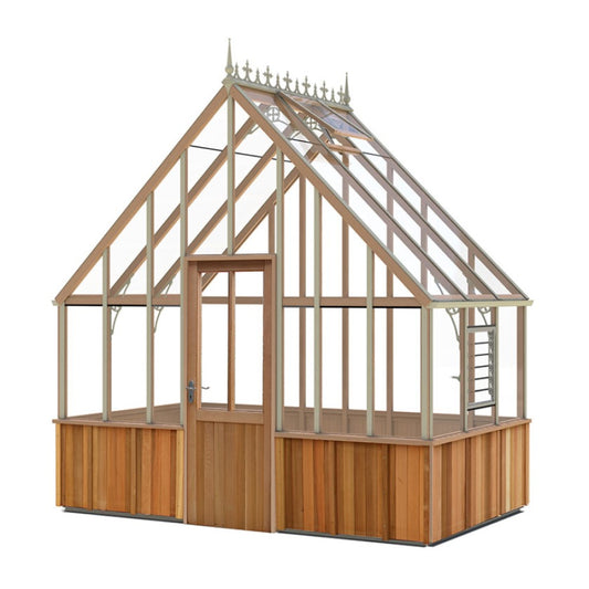 Alton | Westminster Victorian Half Board Cedar Glass Greenhouse With 3mm Tempered Glass Glazing - 10ft 9in Wide