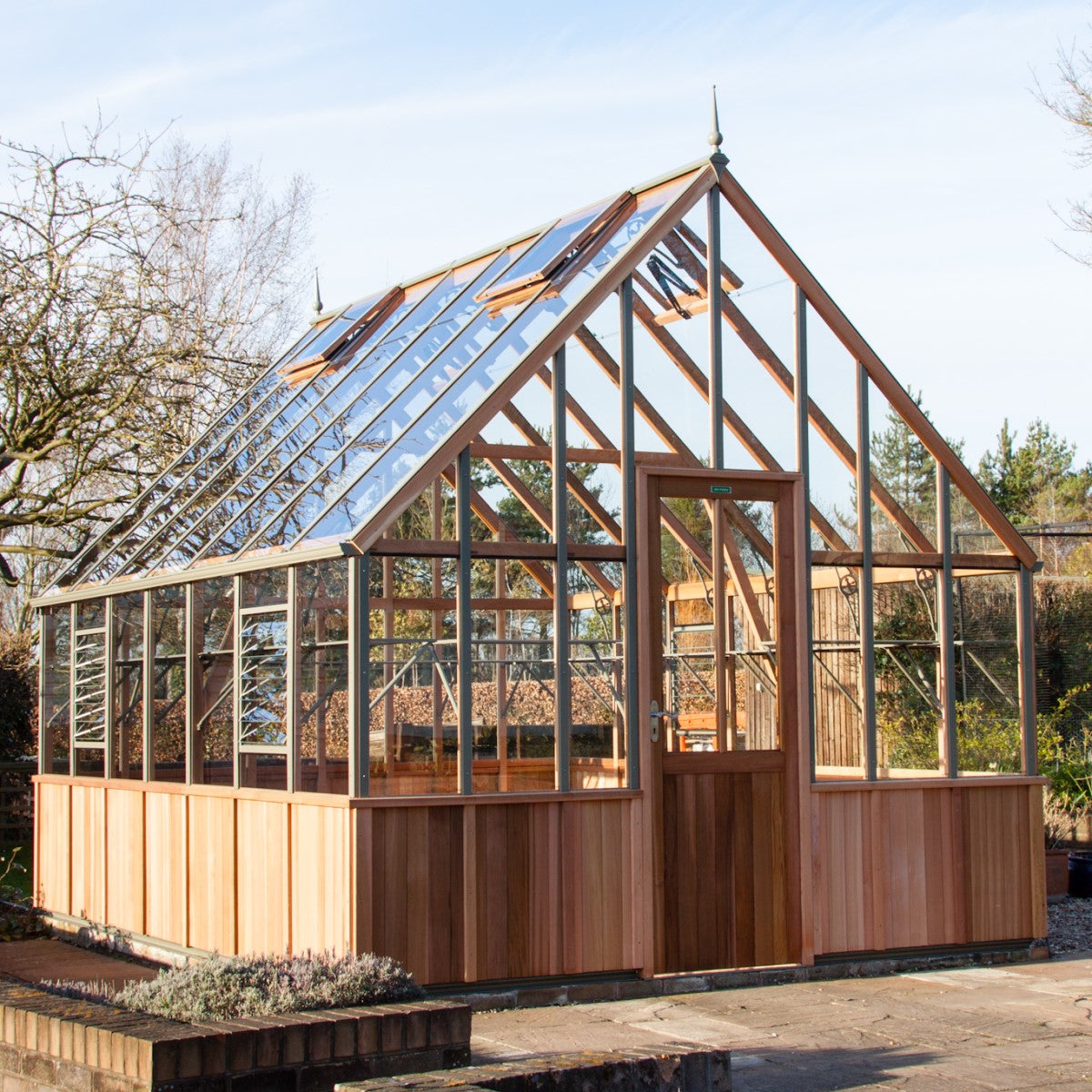 Alton | Westminster Victorian Half Board Cedar Glass Greenhouse With 3mm Tempered Glass Glazing - 10ft 9in Wide