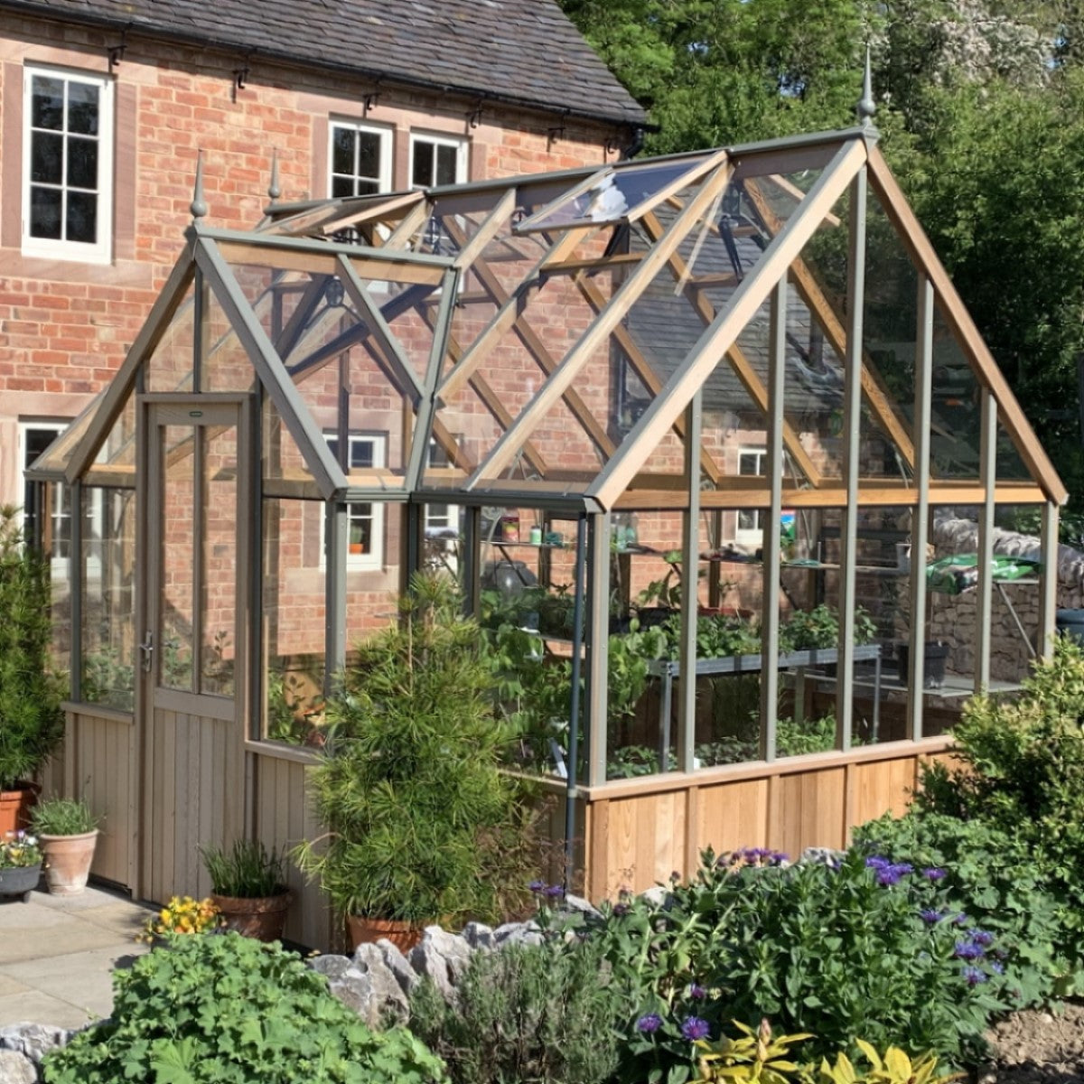 Alton | Cambridge Porch Victorian Half Board Cedar Orangery Greenhouse With 3mm Tempered Glass Glazing - 9 ft. 10 in. Wide