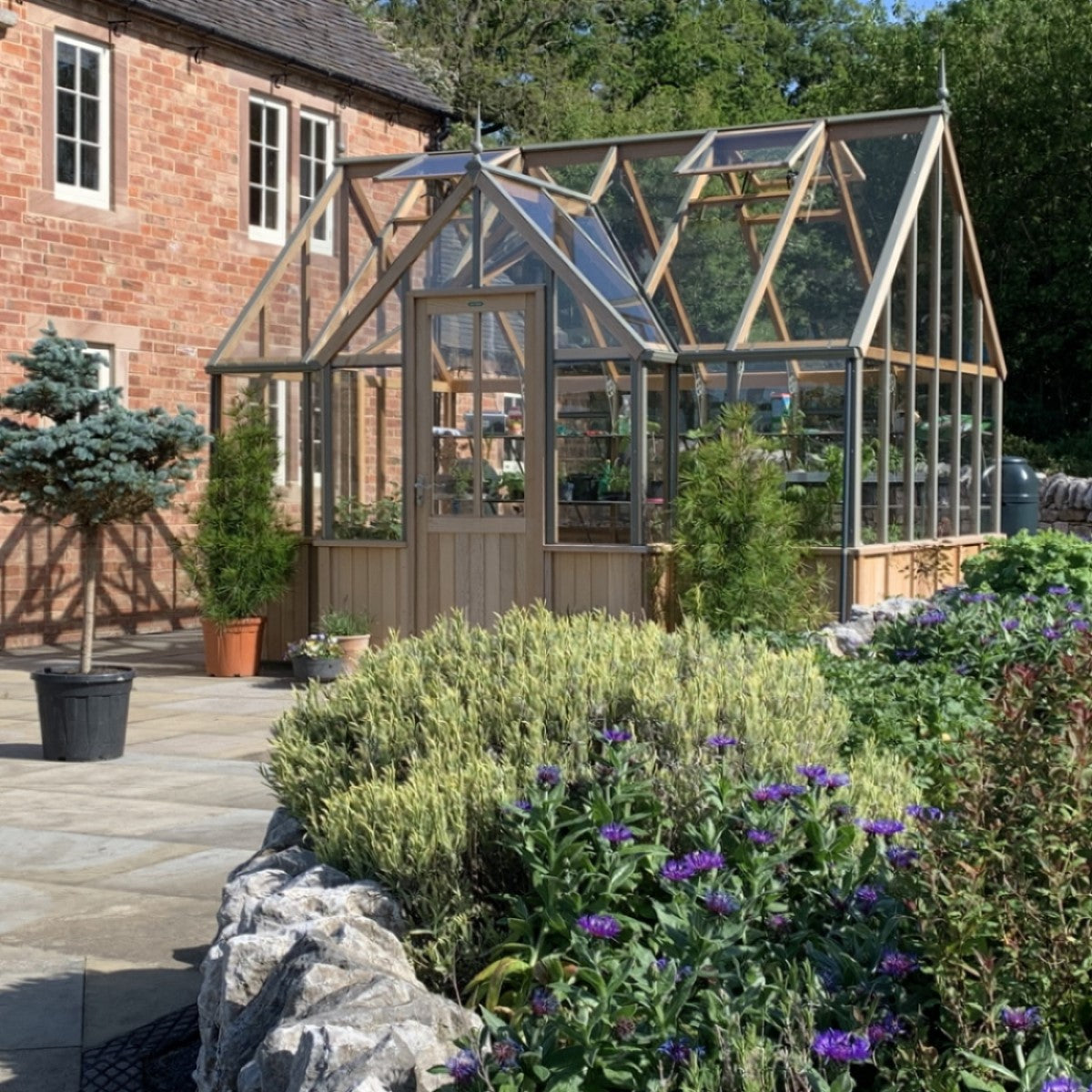 Alton | Cambridge Porch Victorian Half Board Cedar Orangery Greenhouse With 3mm Tempered Glass Glazing - 9 ft. 10 in. Wide