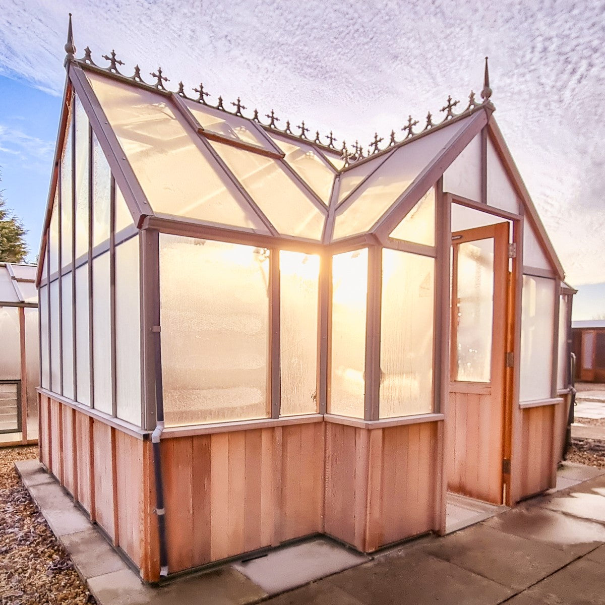 Alton | Cambridge Porch Victorian Half Board Cedar Orangery Greenhouse With 3mm Tempered Glass Glazing - 9 ft. 10 in. Wide