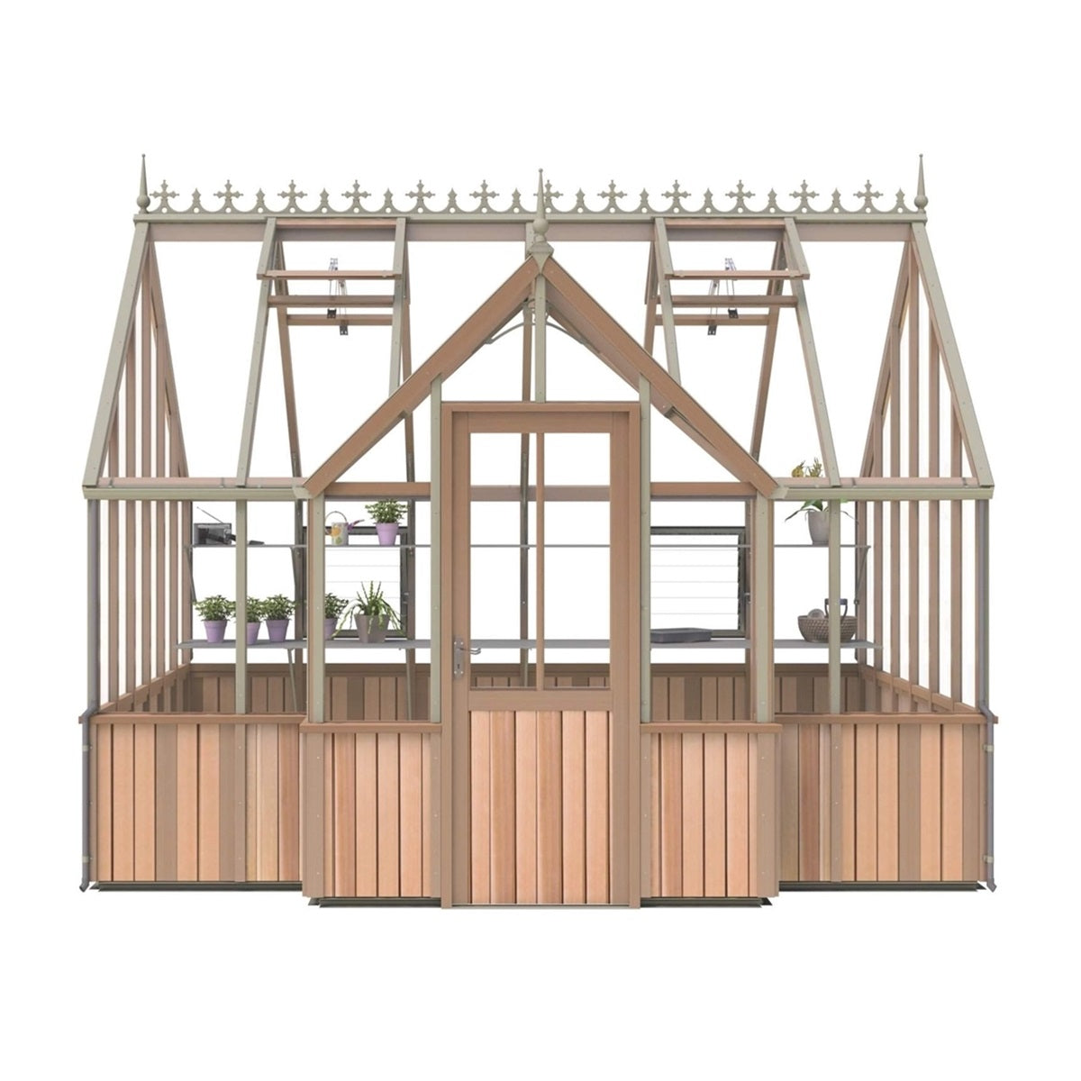 Alton | Cambridge Porch Victorian Half Board Cedar Orangery Greenhouse With 3mm Tempered Glass Glazing - 9 ft. 10 in. Wide