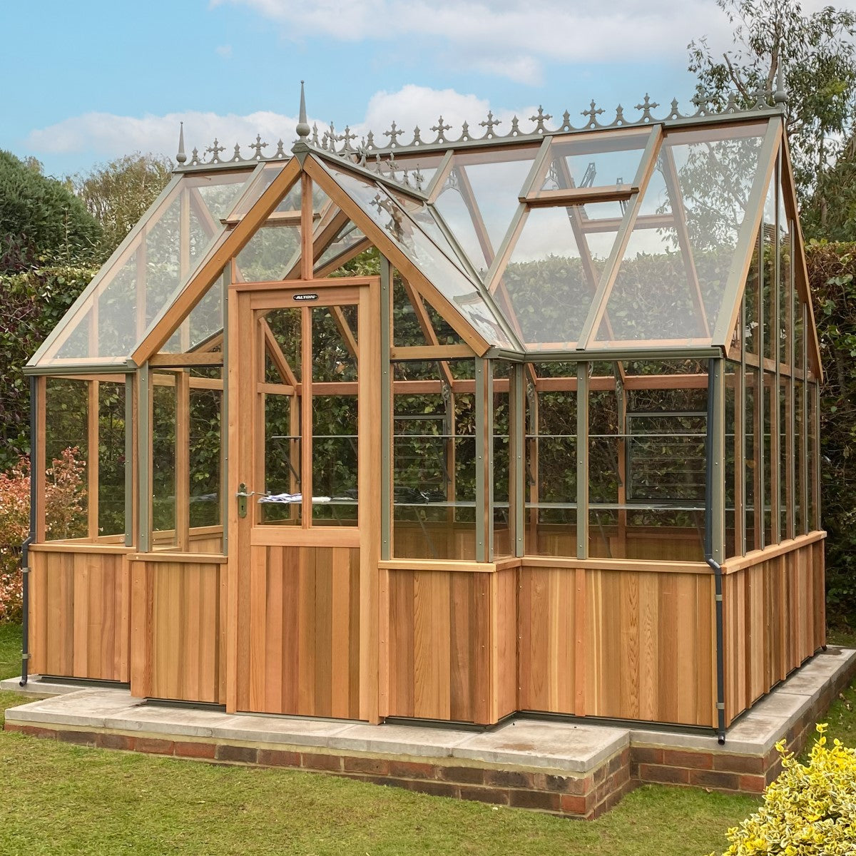 Alton | Cambridge Porch Victorian Half Board Cedar Orangery Greenhouse With 3mm Tempered Glass Glazing - 9 ft. 10 in. Wide