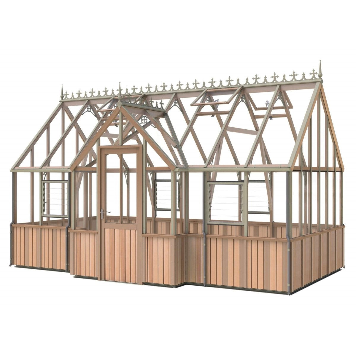 Alton | Cambridge Porch Victorian Half Board Cedar Orangery Greenhouse With 3mm Tempered Glass Glazing - 9 ft. 10 in. Wide