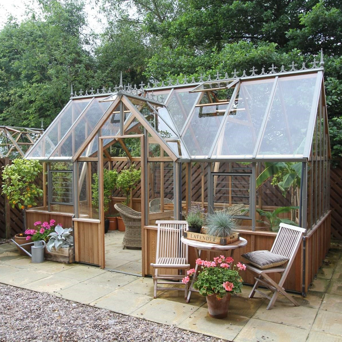 Alton | Cambridge Porch Victorian Half Board Cedar Orangery Greenhouse With 3mm Tempered Glass Glazing - 9 ft. 10 in. Wide