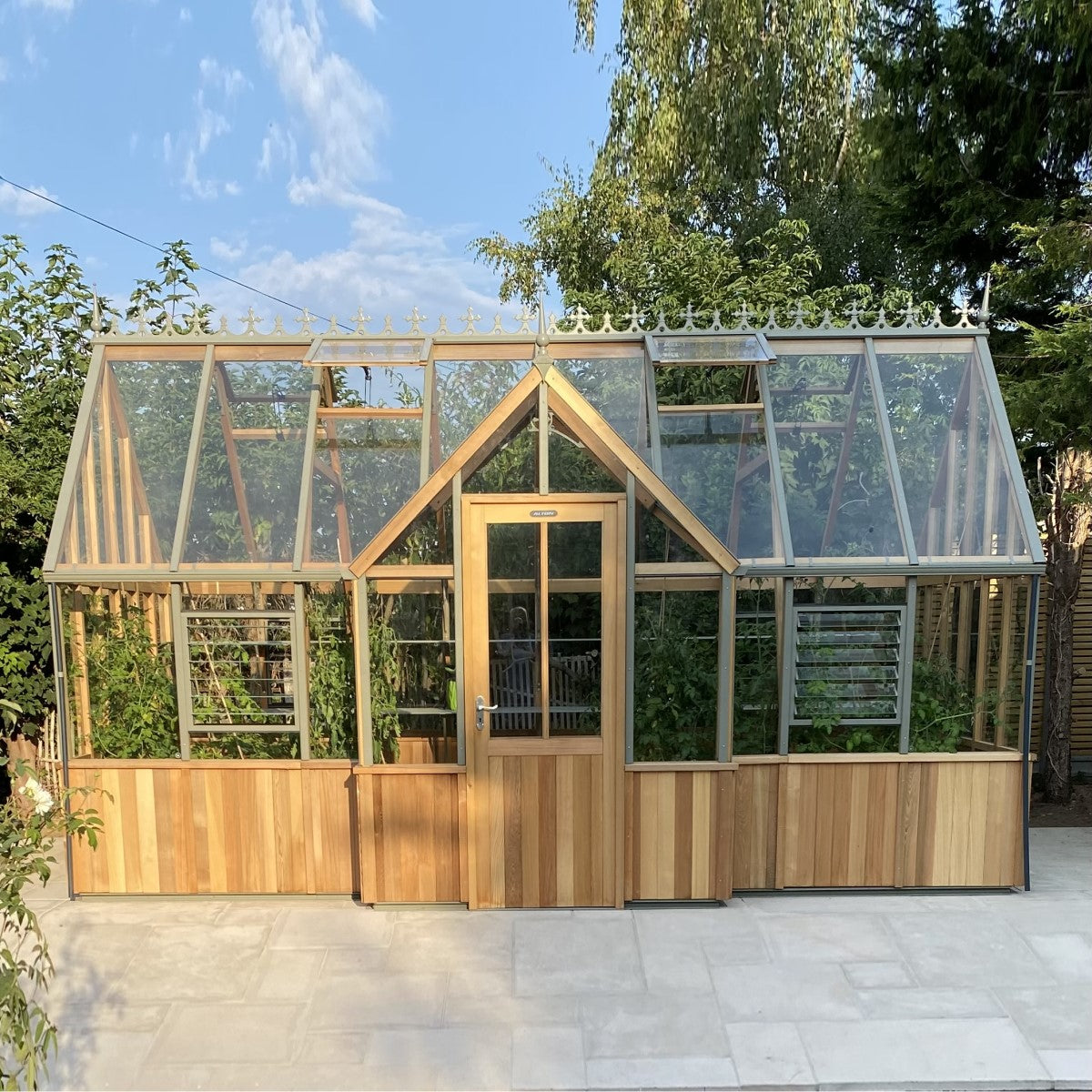 Alton | Cambridge Porch Victorian Half Board Cedar Orangery Greenhouse With 3mm Tempered Glass Glazing - 9 ft. 10 in. Wide