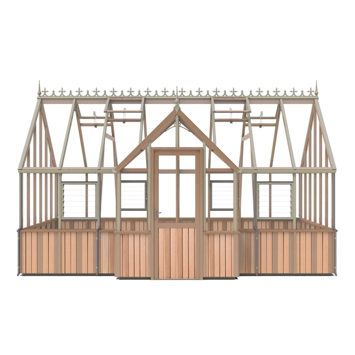 Alton | Cambridge Porch Victorian Half Board Cedar Orangery Greenhouse With 3mm Tempered Glass Glazing - 9 ft. 10 in. Wide